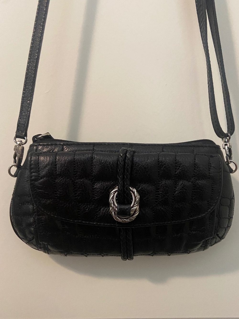 Brighton Black Leather Crossbody Handbag